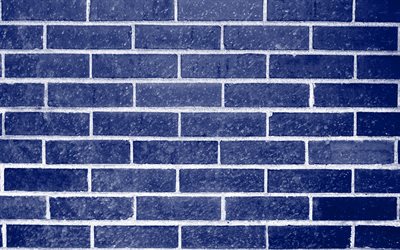 bleu, mur de brique, bleu texture de brique, la ma&#231;onnerie, la brique sur fond bleu, texture de Pierre