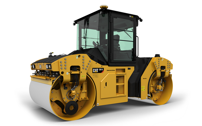 Caterpillar CB13, vibratory roller, new construction machine, road construction, Caterpillar