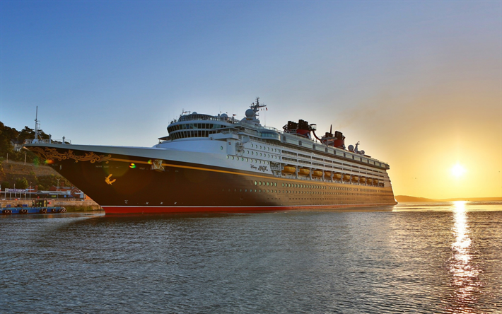 Disney Magic, cruise ship, luxurious big corbal, sunset, sea, Disney Cruise Line