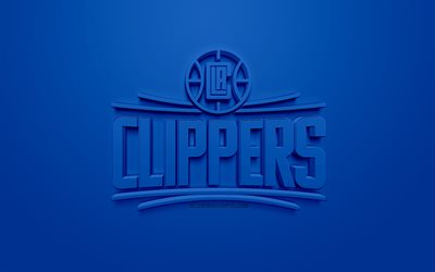 Los Angeles Clippers, creative 3D logo, blue background, 3d emblem, American basketball club, NBA, Los Angeles, California, USA, National Basketball Association, 3d art, basketball, 3d logo