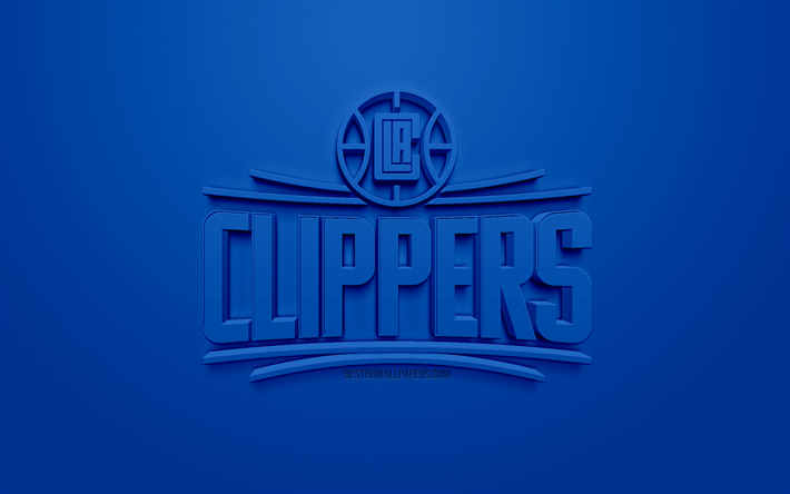 Los Angeles Clippers, creative 3D logo, blue background, 3d emblem, American basketball club, NBA, Los Angeles, California, USA, National Basketball Association, 3d art, basketball, 3d logo