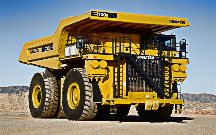 Komatsu 730E-8, big mining truck, dump truck, quarry, big trucks, Komatsu