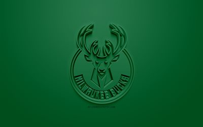 Milwaukee Bucks, creativo logo 3D, sfondo verde, emblema 3d, American club di pallacanestro, NBA, Milwaukee, Wisconsin, USA, la National Basketball Association, 3d arte, il basket, il logo 3d