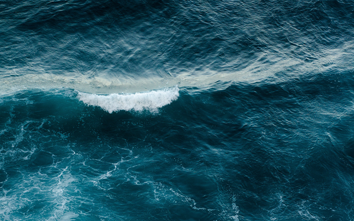 sea, aerial view, water texture, waves