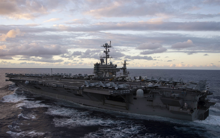 USS John C Stennis, CVN-74, Amerikanska k&#228;rnvapen hangarfartyg, US Navy, ocean, krigsfartyg, hangarfartyg d&#228;ck, Nimitz-klassen, USA