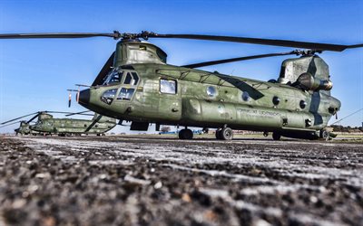 4k, Boeing CH-47 Chinook, HDR, transport helicopter, USAF, combat aircraft, CH-47 Chinook, US army, United States Air Force, Boeing