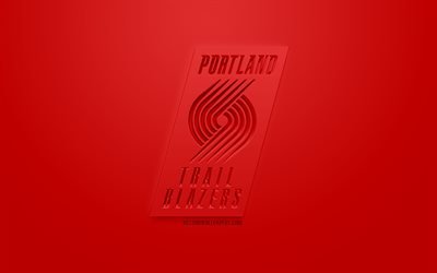 Portland Trail Blazers, cr&#233;atrice du logo 3D, fond rouge, 3d embl&#232;me, American club de basket-ball, NBA, Portland, Oregon, etats-unis, la National Basketball Association, art 3d, basket-ball, le logo 3d