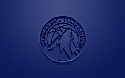 Minnesota Timberwolves, creative 3D logo, blue background, 3d emblem, American basketball club, NBA, Minneapolis, Minnesota, USA, National Basketball Association, 3d art, basketball, 3d logo