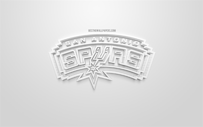 San Antonio Spurs, yaratıcı 3D logo, beyaz arka plan, 3d amblemi, Amerikan basketbol kul&#252;b&#252;, NBA, San Antonio, Texas, ABD Ulusal Basketbol Birliği, 3d sanat, basketbol, 3d logo