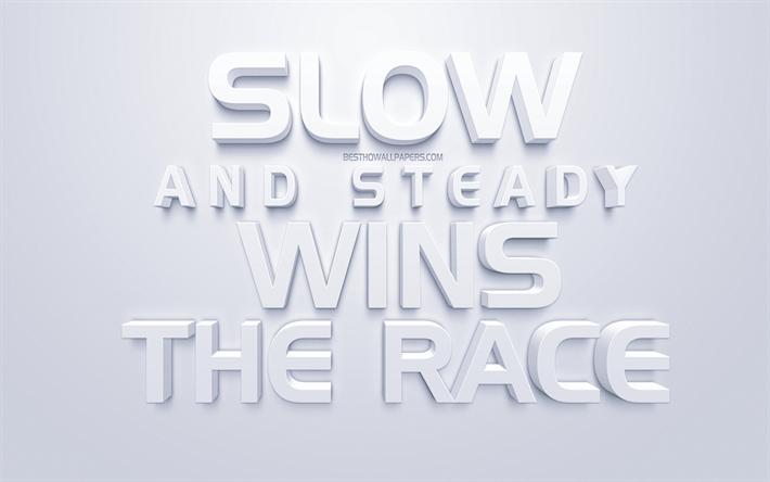 Slow and steady wins the race, motivation quotes, 3d art, inspiration, quotes about people