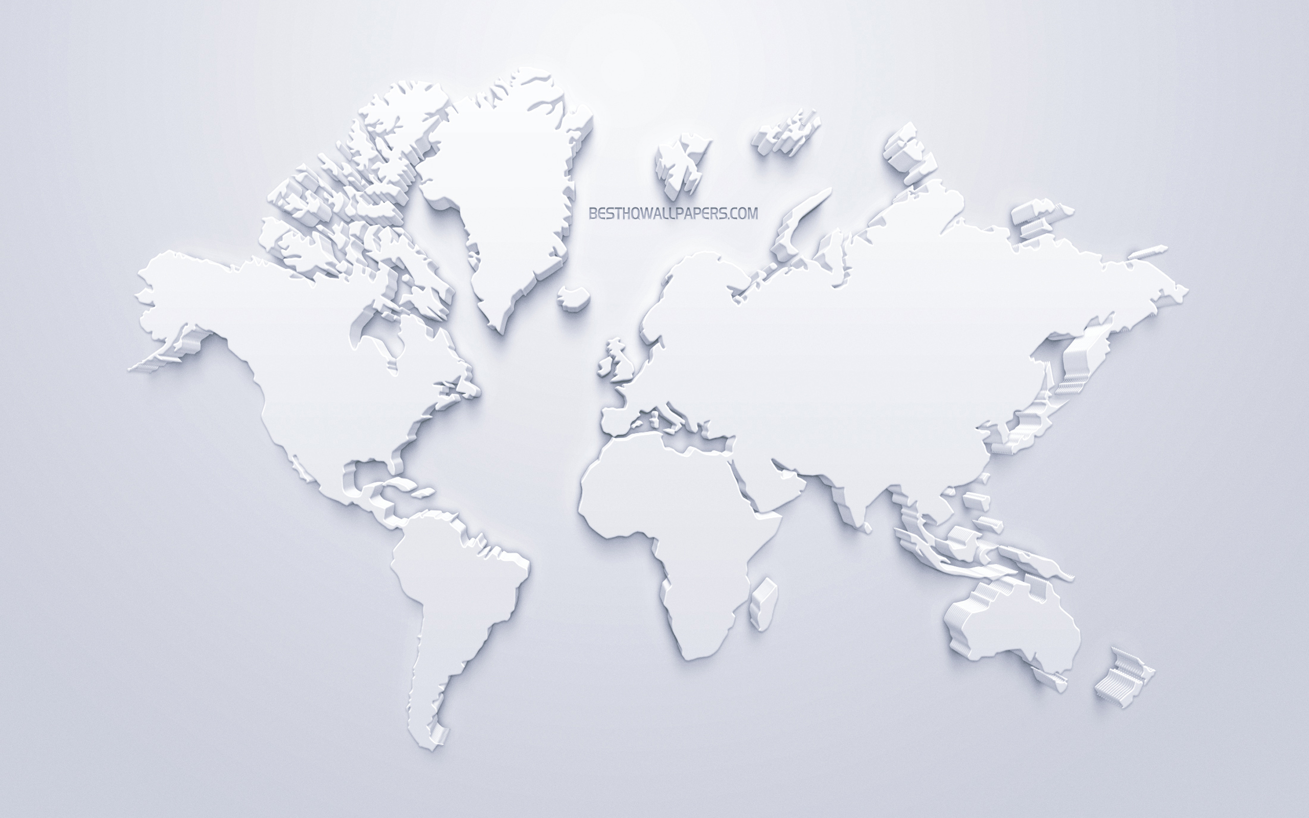 ダウンロード画像 3d白い世界地図 お洒落な芸術 白背景 3d作品 世界地図 3d大陸 世界地図概念 画面の解像度 2560x1600 壁紙デスクトップ上