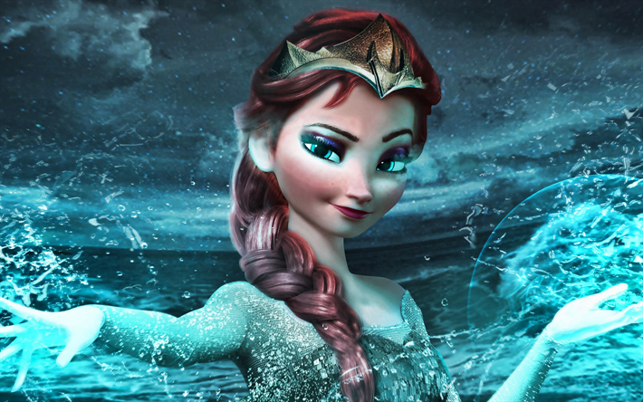 آنا, 4k, المجمدة, الأميرة آنا Arendelle, والت ديزني, 3D الرسوم المتحركة