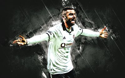 Burak Yilmaz, Besiktas, Turkish football player, striker, portrait, goal, Turkey, football, creative stone background