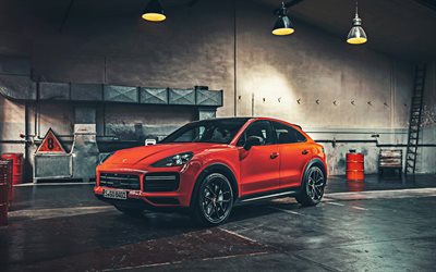2020, Porsche Cayenne Turbo Coupe, 4k, red sports SUV, new red Cayenne, exterior, front view, tuning Cayenne, sports cars, Porsche