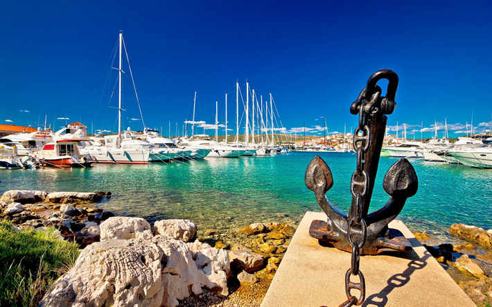 A ilha de Hvar, Mar Adri&#225;tico, costa, resort, ver&#227;o, mar, turismo, Cro&#225;cia, Mar Mediterr&#226;neo