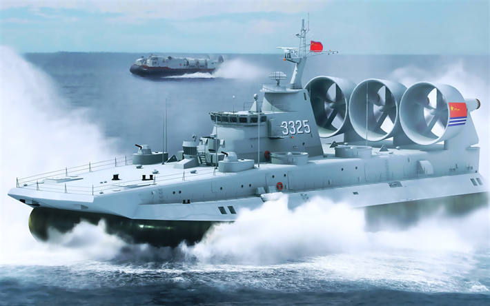 3325, Chinese Navy, military ships, landing ship, sea, Bison