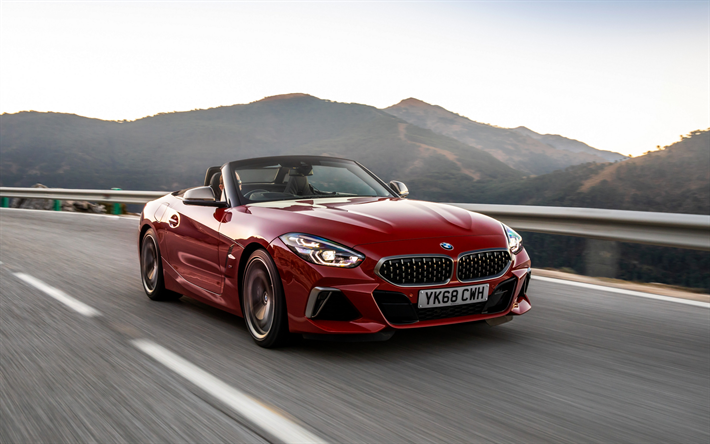 BMW Z4, 2019, M40i, red sports coupe, front view, new red Z4, german sports cars, BMW