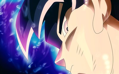 Ultra Instinct de Goku, macro, 4k, DBS personnages, Dragon Ball Super, le feu, Migatte Pas Gokui), Ma&#238;tris&#233; Ultra Instinct, Super Saiyan Dieu, Dragon Ball