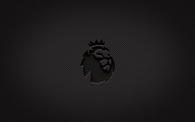 Premier League carbon logo, 4k, grunge art, carbon background, creative, Premier League black logo, sports league, Premier League logo, Premier League