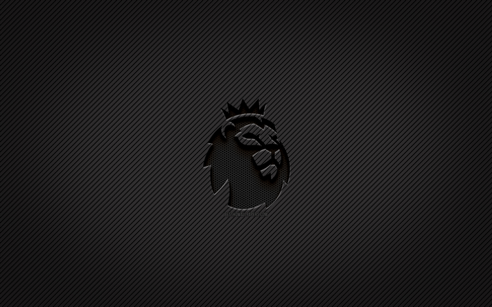Premier League carbon logo, 4k, grunge art, carbon background, creative, Premier League black logo, sports league, Premier League logo, Premier League
