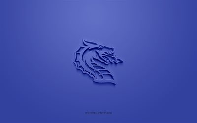 seattle dragons, luova 3d-logo, sininen tausta, xfl, 3d-tunnus, amerikkalainen jalkapalloseura, usa, 3d-taide, amerikkalainen jalkapallo, seattle dragons 3d-logo