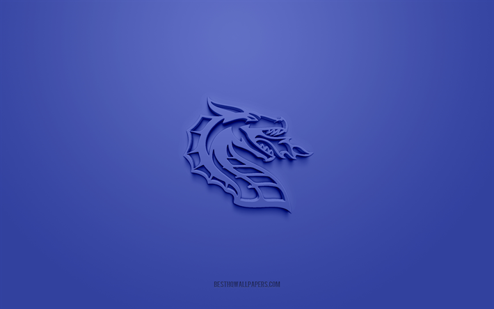 Seattle Dragons, creative 3D logo, blue background, XFL, 3d emblem, American football club, USA, 3d art, American football, Seattle Dragons 3d logo
