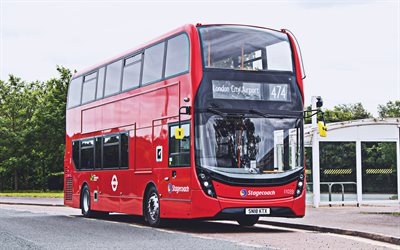 alexander dennis enviro400h, 4k, punainen bussi, 2021 bussit, hdr, kaksikerroksiset bussit, matkustajaliikenne, s&#228;hk&#246;bussit, matkustajabussi, alexander dennis