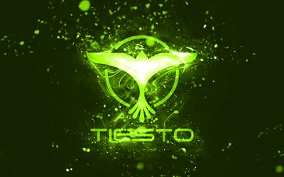 Tiesto lime logo, 4k, Dutch DJs, lime neon lights, creative, lime abstract background, DJ Tiesto logo, Tijs Michiel Verwest, Tiesto logo, music stars, DJ Tiesto
