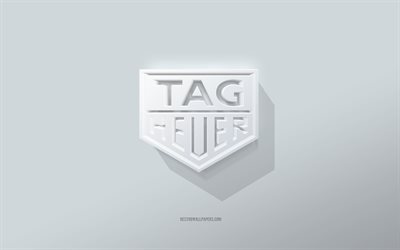 タグ・ホイヤーのロゴ, 白色の背景, タグホイヤー3dロゴ, 3dアート, タグホイヤー, 3dtagheuerエンブレム