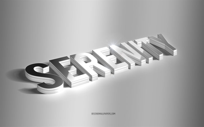 serenity, arte 3d plateado, fondo gris, fondos de pantalla con nombres, nombre de serenity, tarjeta de felicitaci&#243;n de serenity, arte 3d, imagen con nombre de serenity