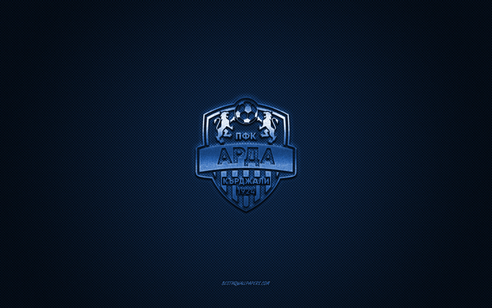 FC Arda Kardzhali, Bulgarian football club, blue logo, blue carbon fiber background, Bulgarian First League, Parva liga, football, Kardzhali, Bulgaria, FC Arda Kardzhali logo