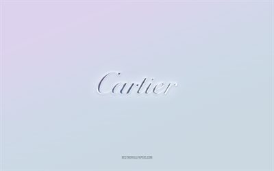 cartier logotyp, utskuren 3d text, vit bakgrund, cartier 3d logotyp, cartier emblem, cartier, pr&#228;glad logotyp, cartier3d emblem