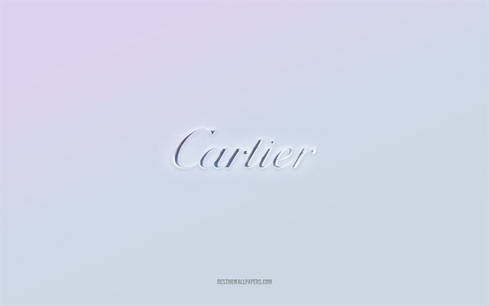 cartier logotyp, utskuren 3d text, vit bakgrund, cartier 3d logotyp, cartier emblem, cartier, pr&#228;glad logotyp, cartier3d emblem