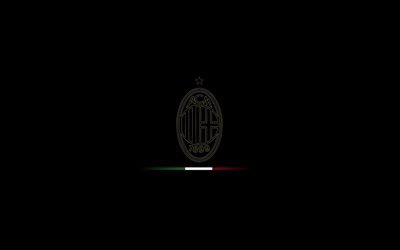 AC Milan, black background, logo, Seria, football club