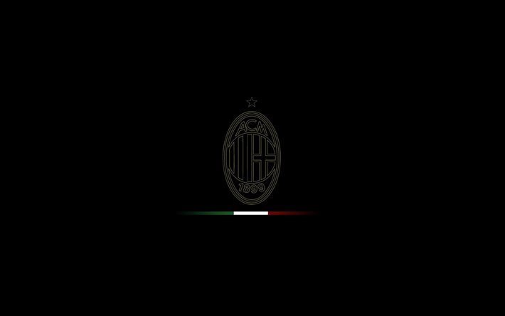 AC Milan, siyah arka plan, logo, Seria, Futbol Kul&#252;b&#252;