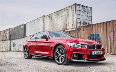 BMW 4 Coup&#233;, 2018, F32, 440i, rojo sports coupe, rojo nuevo M4, exterior, vista de frente, los coches alemanes, BMW