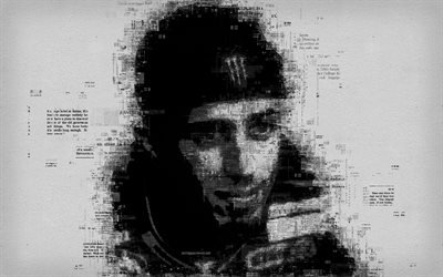 Andrea Dovizioso, 4k, creativo, arte del ritratto, il giornale dell&#39;arte ritratto di lettere, tipografia, poster, pilota motociclistico italiano
