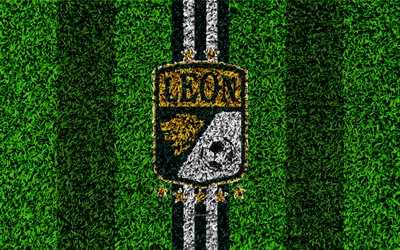 Club Leon FC, 4k, fotboll gr&#228;smatta, logotyp, Mexikansk fotboll club, emblem, gr&#246;n vita linjer, Primera Division, Liga MX, gr&#228;s konsistens, Leon, Mexiko, fotboll