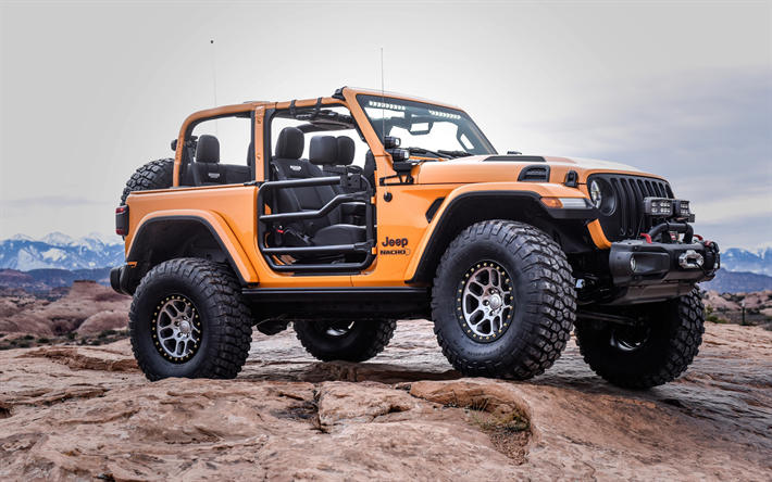 Jeep Wrangler, 2018, Nacho K&#228;site, oranssi MAASTOAUTO, Amerikkalaisten autojen, ulkoa, oranssi uusi Wrangler, Jeep