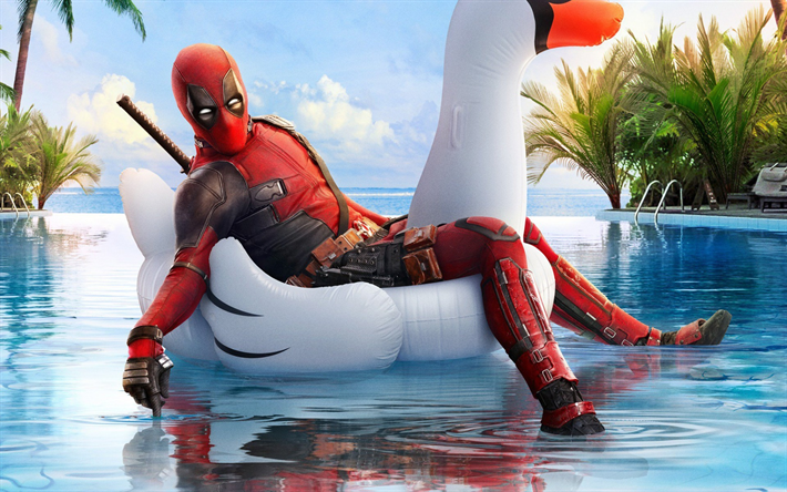 Deadpool 2, 2018, Wade Wilson, funny poster, inflatable swan