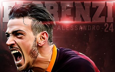 Alessandro Florenzi, centrocampista, calciatori, COME Roma, fan art, Serie A, Florenzi, la Roma FC