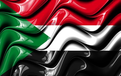 Soudanais drapeau, 4k, en Afrique, symbole national, le Drapeau du Soudan, art 3D, le Soudan, pays d&#39;Afrique, le Soudan 3D drapeau