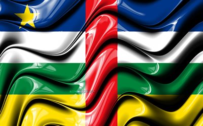 R&#233;publique centrafricaine drapeau, 4k, en Afrique, symbole national, le Drapeau de la R&#233;publique centrafricaine, art 3D, de la R&#233;publique centrafricaine, pays d&#39;Afrique, la R&#233;publique centrafricaine 3D drapeau