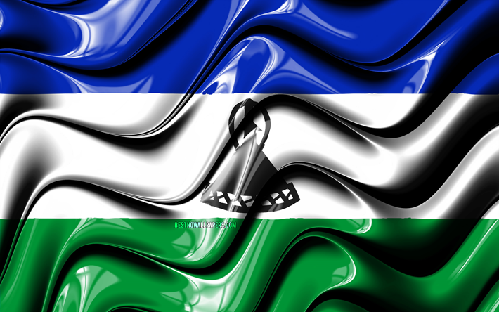 Lesoto bandeira, 4k, &#193;frica, s&#237;mbolos nacionais, Bandeira do Lesotho, Arte 3D, Lesotho, Pa&#237;ses da &#225;frica, Lesoto 3D bandeira