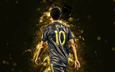 Carlos Vela, MLS, back view, Los Angeles FC, mexican footballers, football stars, Carlos Alberto Vela Garrido, soccer, LA FC, abstract art, neon lights, USA