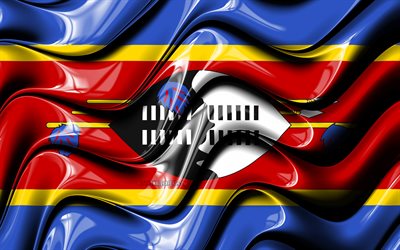 Swazimaan lippu, 4k, Afrikka, kansalliset symbolit, Lipun Eswatini, 3D art, Eswatini, Afrikan maissa, Eswatini 3D flag