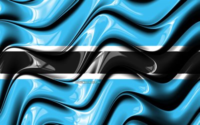Botswana flag, 4k, Africa, national symbols, Flag of Botswana, 3D art, Botswana, African countries, Botswana 3D flag