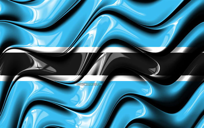 Botswanas flagga, 4k, Afrika, nationella symboler, Flaggan i Botswana, 3D-konst, Botswana, Afrikanska l&#228;nder, Botswana 3D-flagga