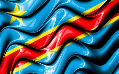 コンゴ民主共和国フラグ, 4k, アフリカ, 国立記号, フラグのコンゴ民主共和国, 3Dアート, コンゴ民主共和国, アフリカ諸国, コンゴ民主共和国旗3D