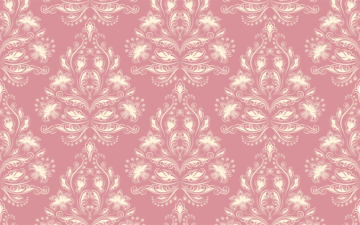 vintage pink texture, retro flower texture, pink retro background, seamless floral texture, background with ornaments, retro, vintage